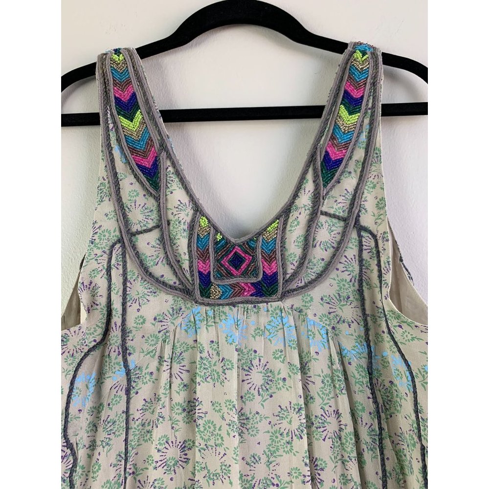 Free People Pale Mint Embroidered Tunic with Purple Trim - Picture 8 of 13
